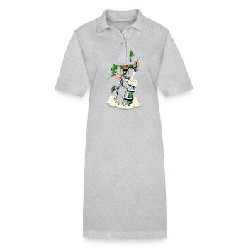 Leprechaun (Irish leprechaun) taps beer - Stanley/Stella PAIGER Organic Women’s Polo Dress - black - Front
