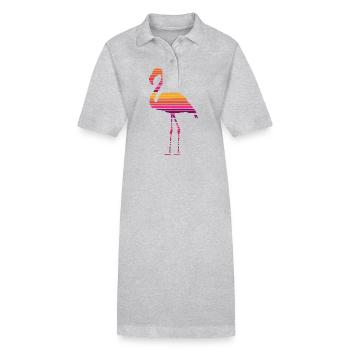 Flamant rose rétro fait de rayures colorées. - Robe polo bio PAIGER Stanley/Stella Femme - noir - Devant