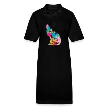 Sphynx Katzen - Stanley/Stella Frauen Bio-Polokleid PAIGER - Schwarz - Vorne