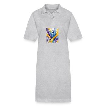 Wasserkolorwirbel Blau Gelb Lila - Stanley/Stella Frauen Bio-Polokleid PAIGER - Schwarz - Vorne