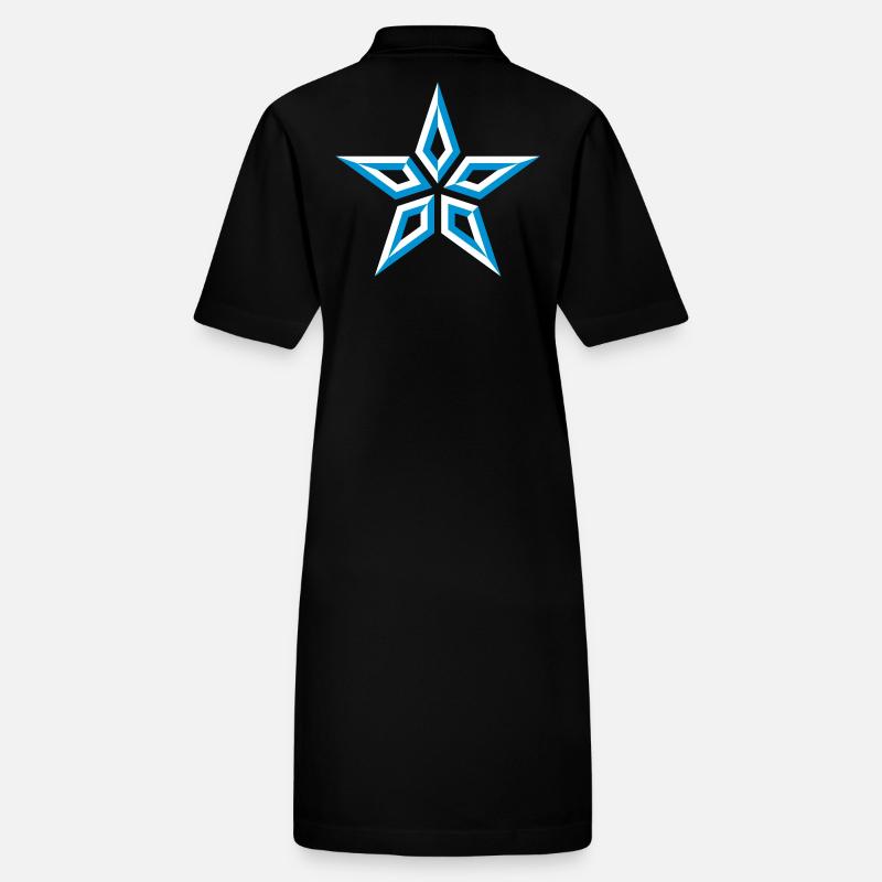 Design d’étoile (à cinq branches / Bleu et blanc) Robe polo bio PAIGER Stanley/Stella Femme