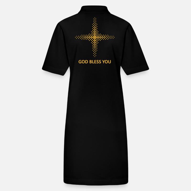 Que Dieu vous bénisse (Religion / Croix / Carrés / Or) Robe polo bio PAIGER Stanley/Stella Femme