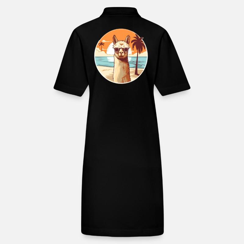 Lama am Strand mit Sonnenbrille Stanley/Stella Frauen Bio-Polokleid PAIGER