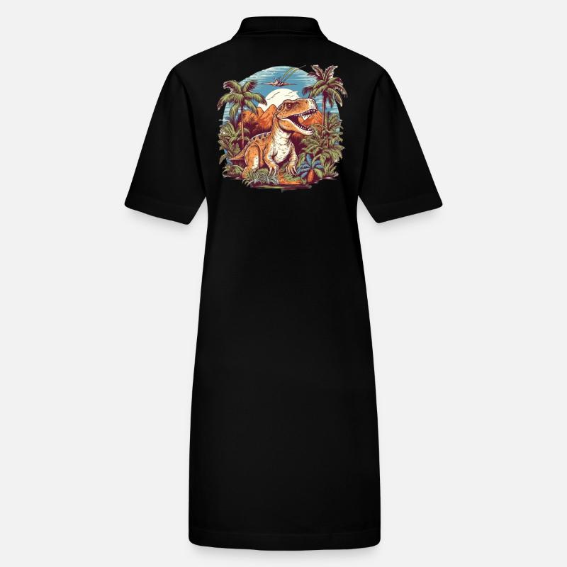 Dinosaurier in Urzeitlandschaft Stanley/Stella Frauen Bio-Polokleid PAIGER