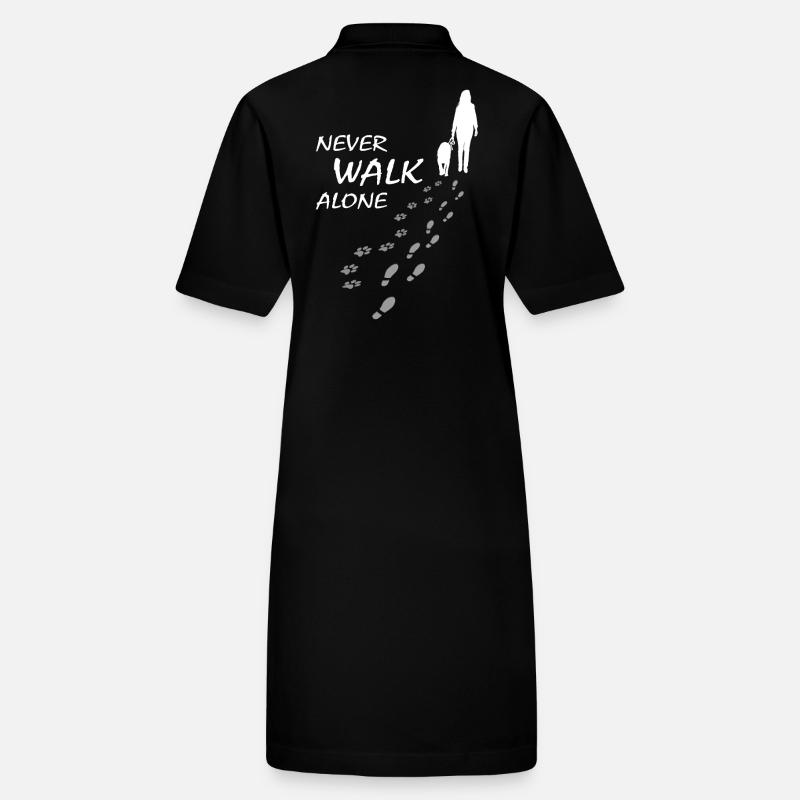 Never walk alone - Hund Frauchen Gassi, Backprint Stanley/Stella Frauen Bio-Polokleid PAIGER