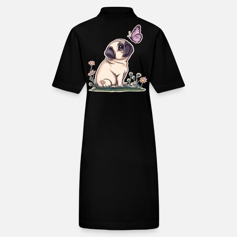Pug with butterfly Stanley/Stella PAIGER Organic Women’s Polo Dress
