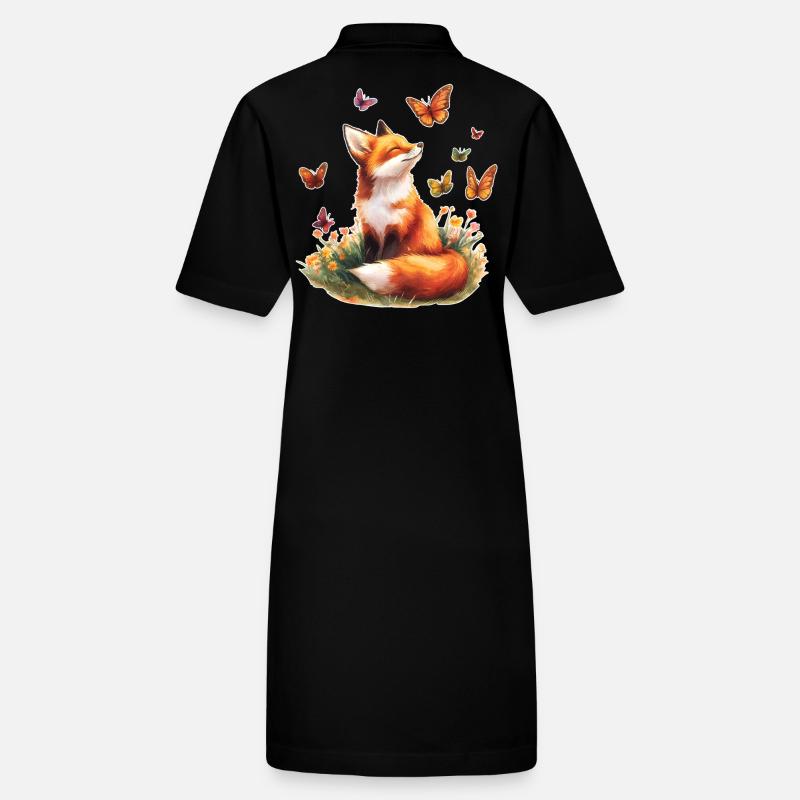 Fuchs mit Schmetterlingen Stanley/Stella Frauen Bio-Polokleid PAIGER
