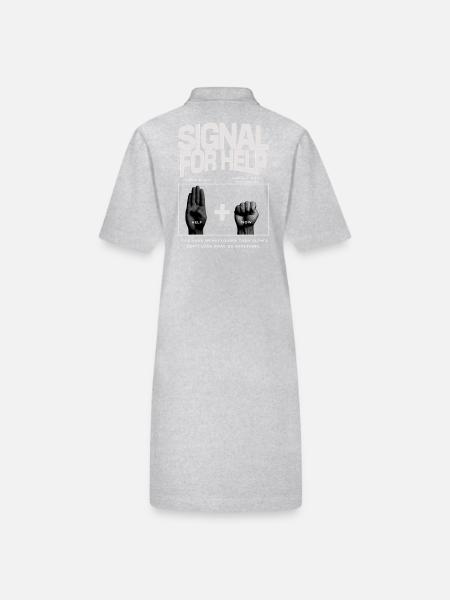 Signal for Help Hand Gesture Design - Stanley/Stella PAIGER Organic Women’s Polo Dress - black - Back