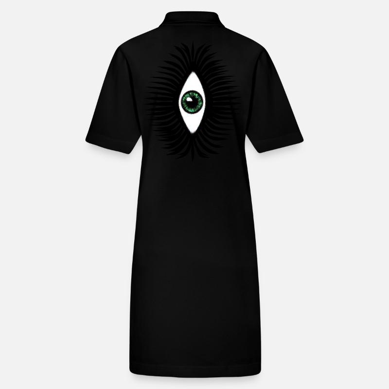 Lucky Amulet Eye Psychedelic Green Vertical Stanley/Stella PAIGER Organic Women’s Polo Dress
