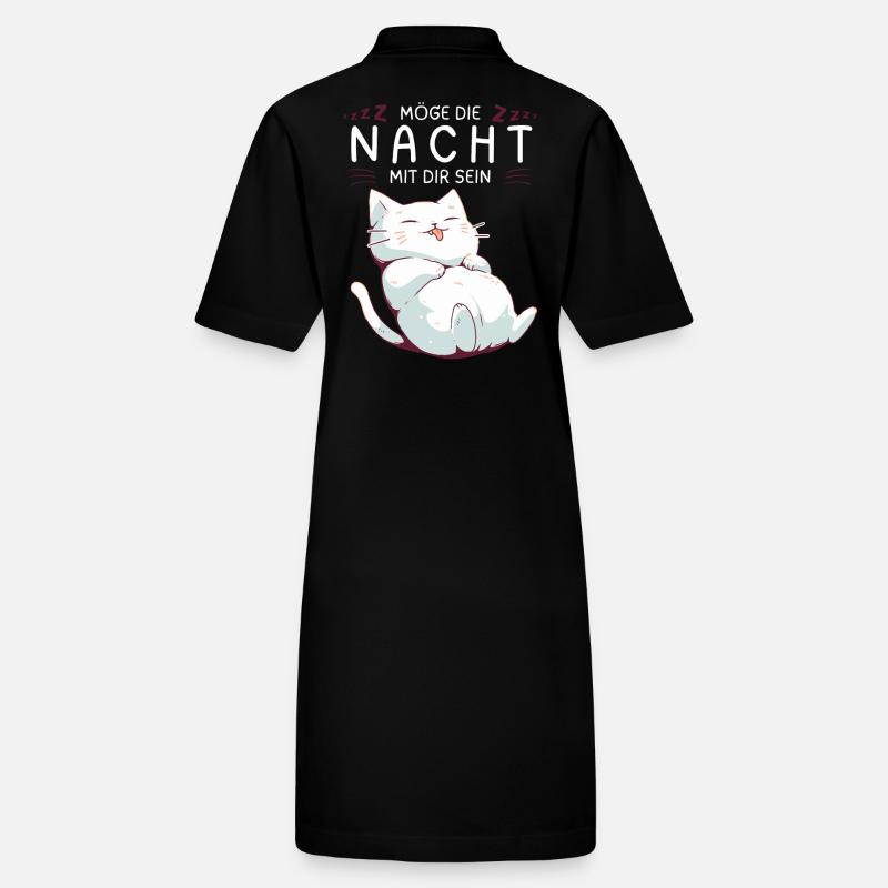 Möge die Nacht mit dir sein - Schlafshirt Katze Stanley/Stella Frauen Bio-Polokleid PAIGER