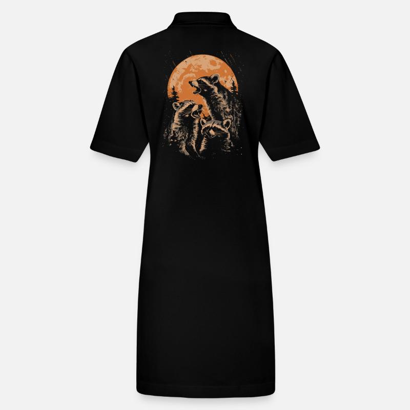 3 Raccoons Moon Howling Cute Animal Design Stanley/Stella PAIGER Organic Women’s Polo Dress