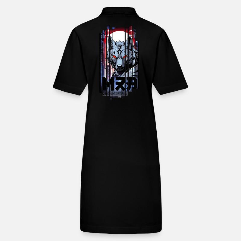 Silberner Wolf Cyborg Geometrisch Stanley/Stella Frauen Bio-Polokleid PAIGER