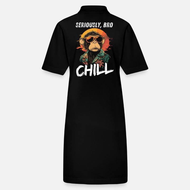 Sérieusement Bro Chill Monkey Meme Coucher de soleil Robe polo bio PAIGER Stanley/Stella Femme