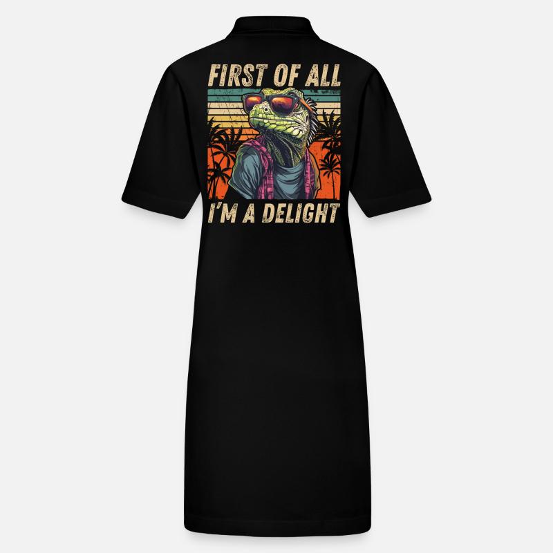 Tropical Iguana - Retro Sunset Art Stanley/Stella PAIGER Organic Women’s Polo Dress