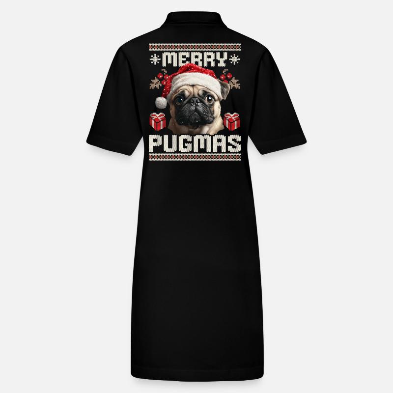 Merry Pugmas Mops im Ugly Christmas Style Stanley/Stella Frauen Bio-Polokleid PAIGER