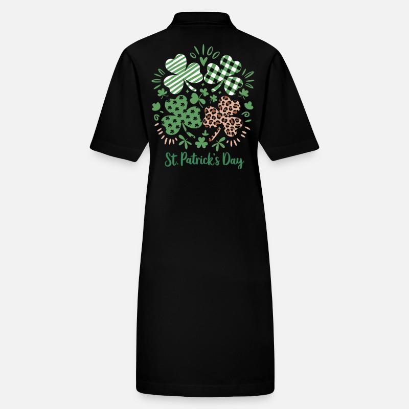 Trèfle à carreaux à imprimé léopard Trèfle Saint-Patrick Robe polo bio PAIGER Stanley/Stella Femme