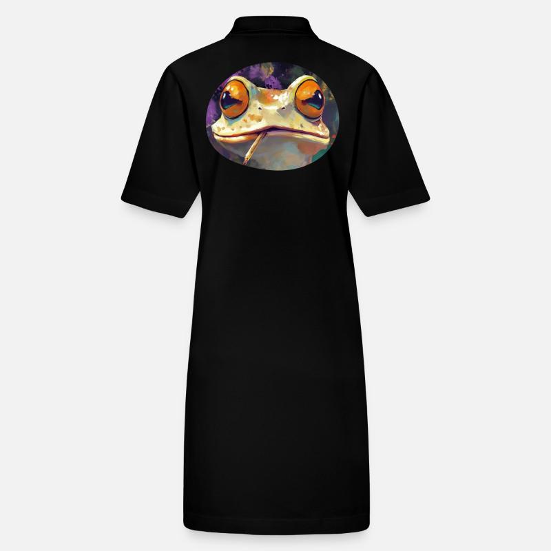 Stoned Frog Prince Fumer de l’herbe : Drôle de crapaud de cannabis Robe polo bio PAIGER Stanley/Stella Femme