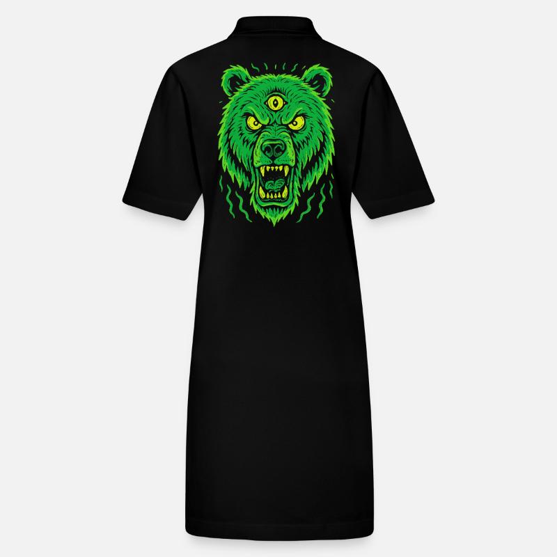 Wilder Bär mit drittem Auge Neonstil Stanley/Stella Frauen Bio-Polokleid PAIGER