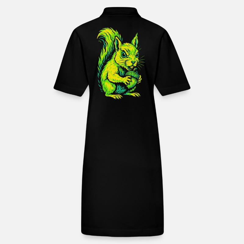 Wütendes Neon-Eichhörnchen mit Nuss Stanley/Stella Frauen Bio-Polokleid PAIGER
