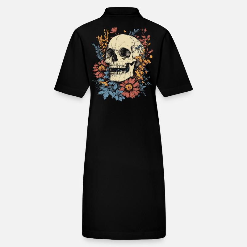 Crâne vintage avec des fleurs sauvages Robe polo bio PAIGER Stanley/Stella Femme