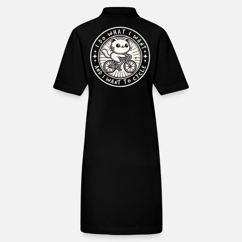 Funny Bicycle Cat with Clear Attitude Stanley/Stella PAIGER Organic Women’s Polo Dress