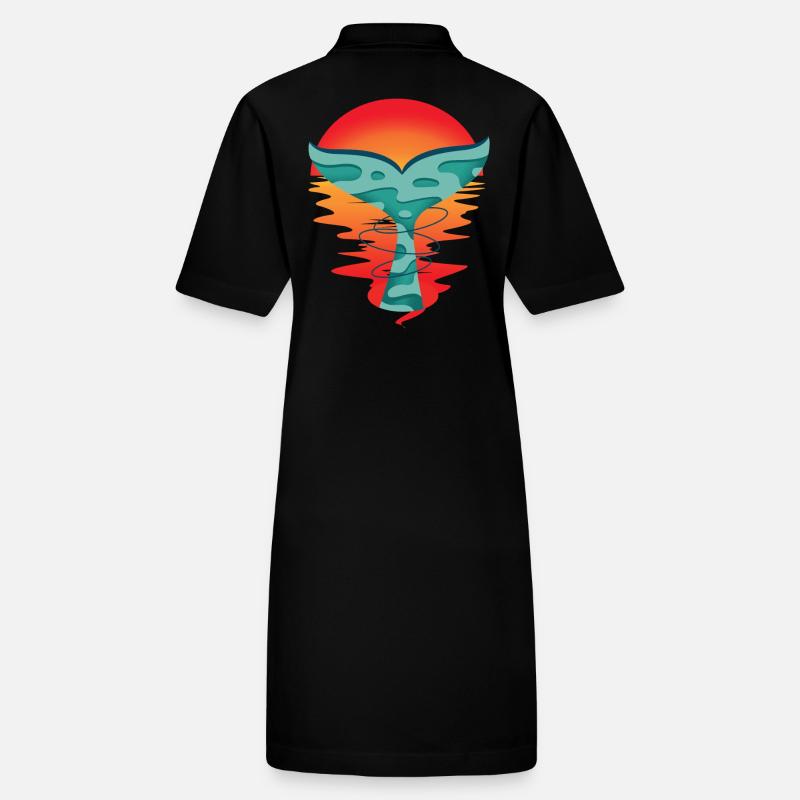 Ocean Sunset Fish Greeting Shark Fin Ahoy Stanley/Stella PAIGER Organic Women’s Polo Dress