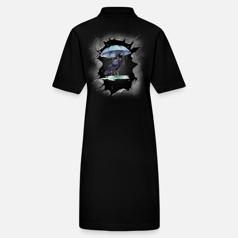Bird, Weather, Rain, Umbrella, Dark Crow Stanley/Stella PAIGER Organic Women’s Polo Dress