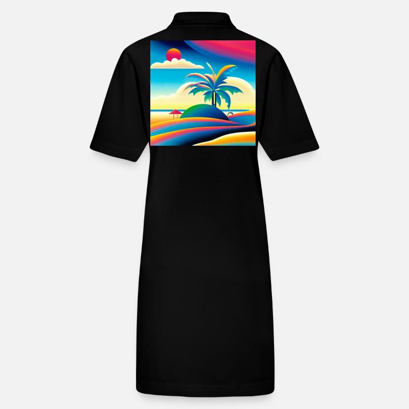 Coucher de soleil sur la plage dans le style des années 80 Robe polo bio PAIGER Stanley/Stella Femme