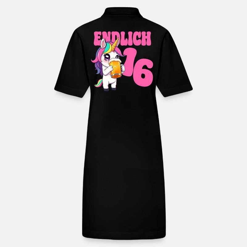 Bier Einhorn Endlich 16 Jahre Geburtstag Alkohol Stanley/Stella Frauen Bio-Polokleid PAIGER