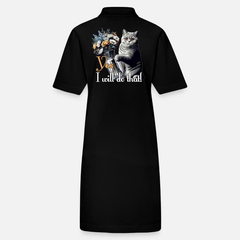 BKH Britisch Kurzhaar Katze Vase umkippen Geschenk Stanley/Stella Frauen Bio-Polokleid PAIGER