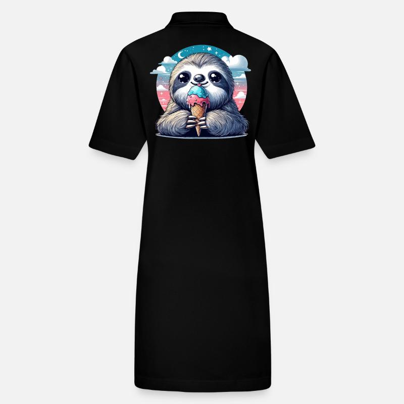 Schlumpfeis Azzurro süßes Faultier mit Eis Geschen Stanley/Stella Frauen Bio-Polokleid PAIGER