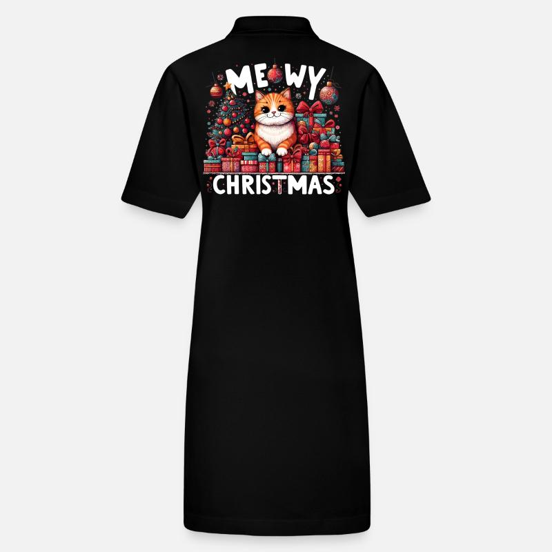 Meowy Christmas Cat Orange Funny Gift Stanley/Stella PAIGER Organic Women’s Polo Dress