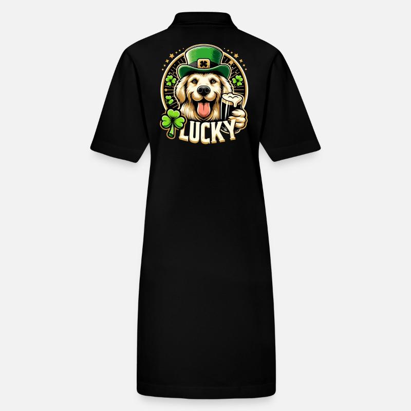 Golden Retriever St Patrick Design Robe polo bio PAIGER Stanley/Stella Femme