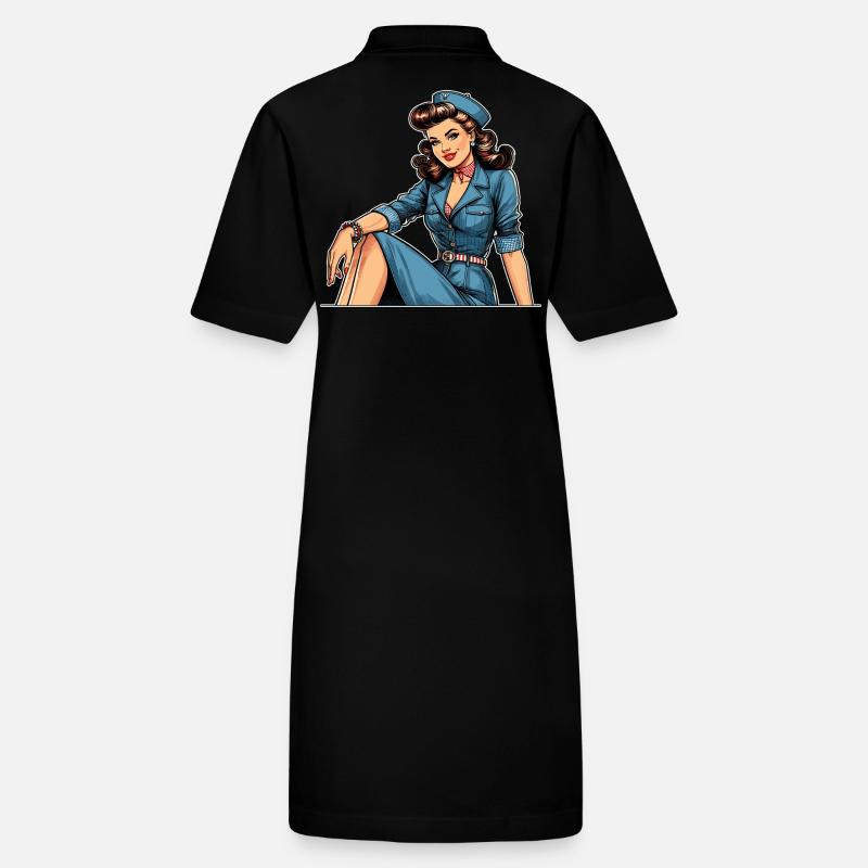 Pin Up Retro Stewardess Flight Attendant Gift Stanley/Stella PAIGER Organic Women’s Polo Dress