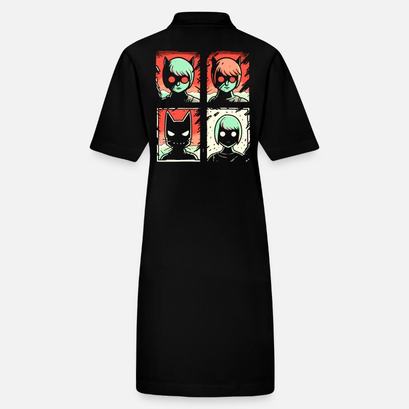 Cartoon Cat Super-Héros Squat Robe polo bio PAIGER Stanley/Stella Femme