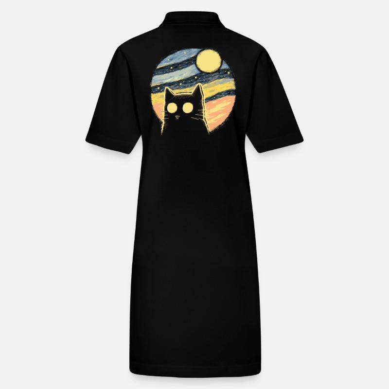 Chat rétro nuit étoilée Robe polo bio PAIGER Stanley/Stella Femme