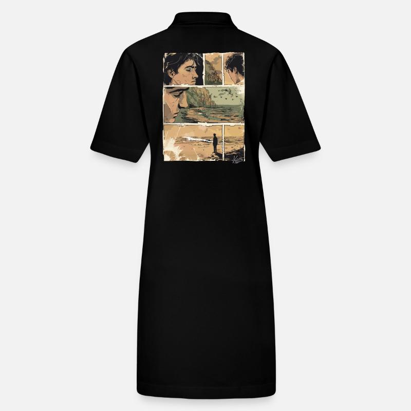 Bande dessinée de la solitude sur la plage Robe polo bio PAIGER Stanley/Stella Femme