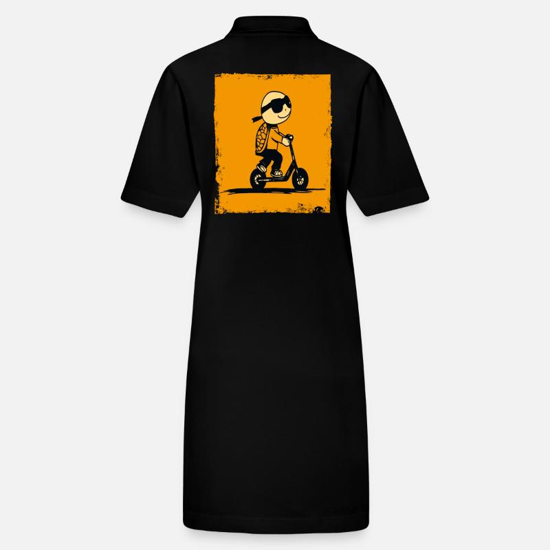 Funny cartoon turtle on scooter Stanley/Stella PAIGER Organic Women’s Polo Dress