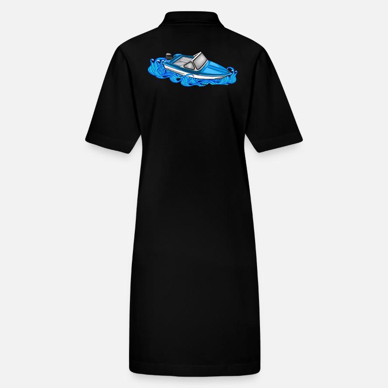 Boot DDR Wellen Retro Illustration Ibis Bootfahren Stanley/Stella Frauen Bio-Polokleid PAIGER