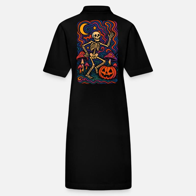 Dancing Skeleton – Retro Halloween Art Stanley/Stella PAIGER Organic Women’s Polo Dress