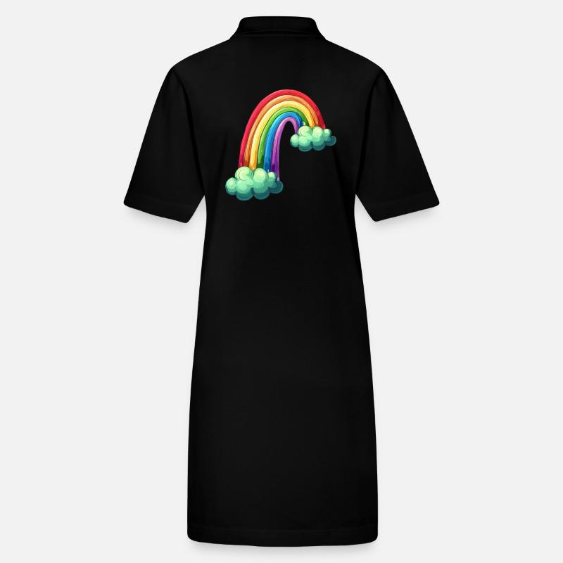 Colorful Rainbow With Clouds Drawing Stanley/Stella PAIGER Organic Women’s Polo Dress
