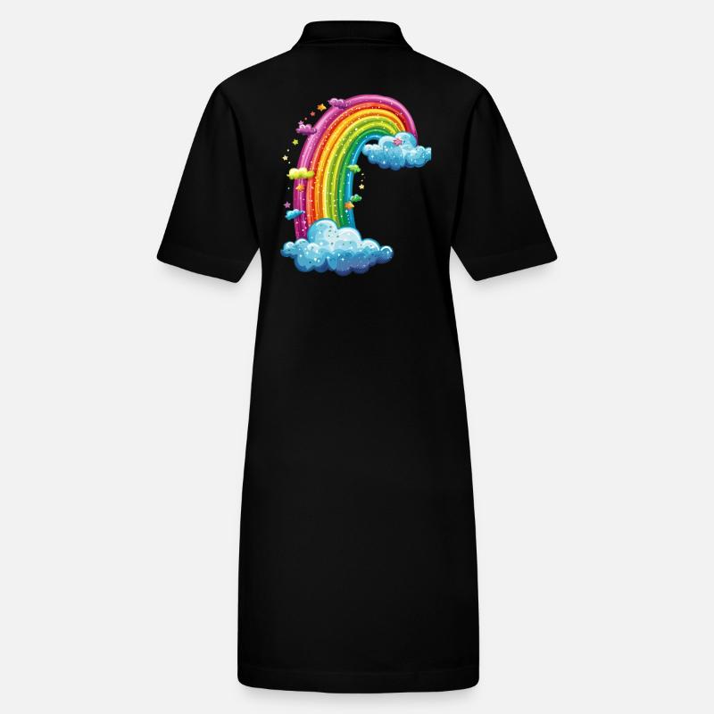Colorful Rainbow With Clouds Drawing Stanley/Stella PAIGER Organic Women’s Polo Dress
