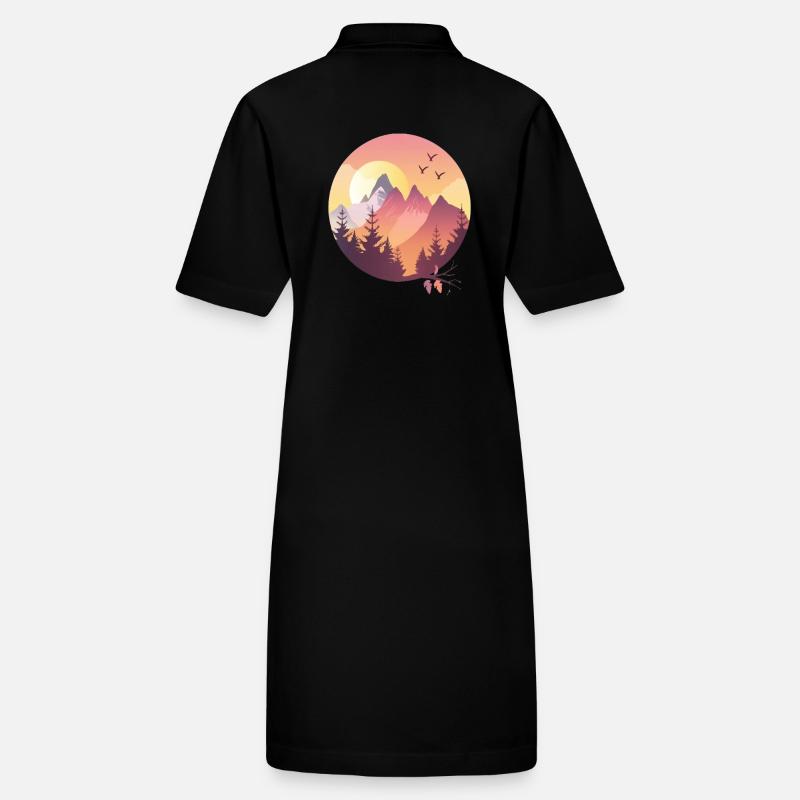 Coucher de soleil sur les montagnes avec des oiseaux Robe polo bio PAIGER Stanley/Stella Femme