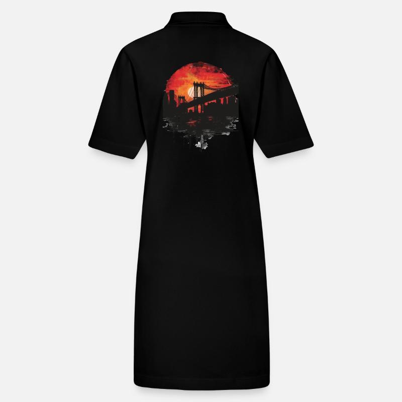 Coucher de soleil Paysage du pont de Brooklyn Robe polo bio PAIGER Stanley/Stella Femme