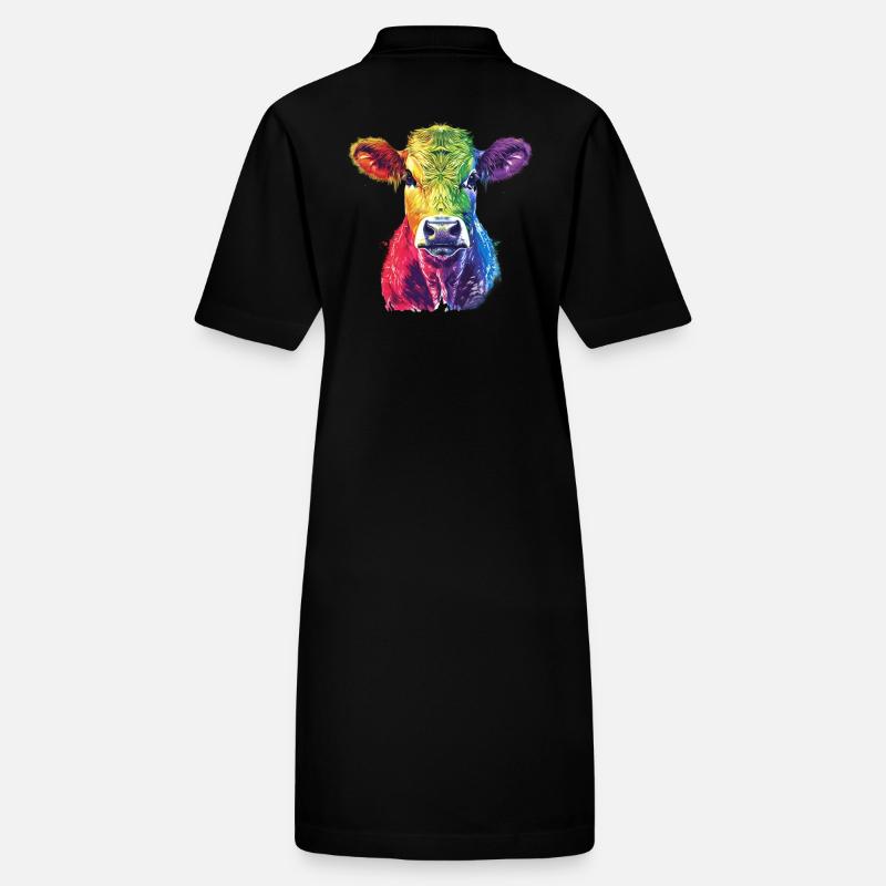 Oeuvre de vache arc-en-ciel colorée Robe polo bio PAIGER Stanley/Stella Femme