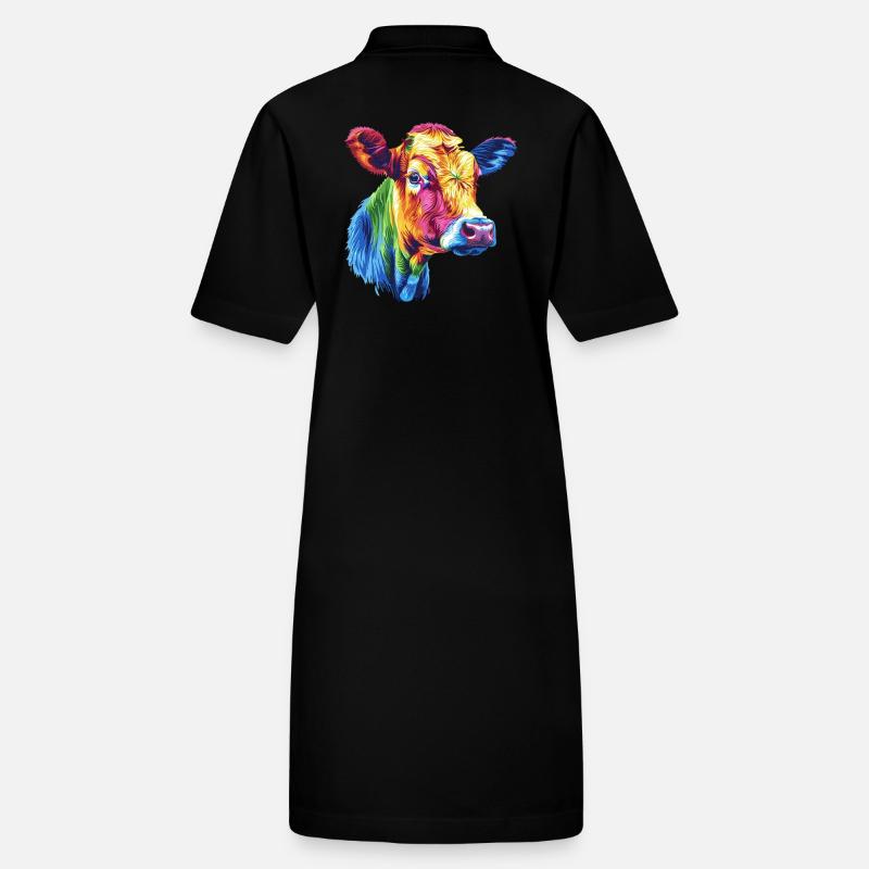 Colorful Cow Rainbow Artwork Stanley/Stella PAIGER Organic Women’s Polo Dress