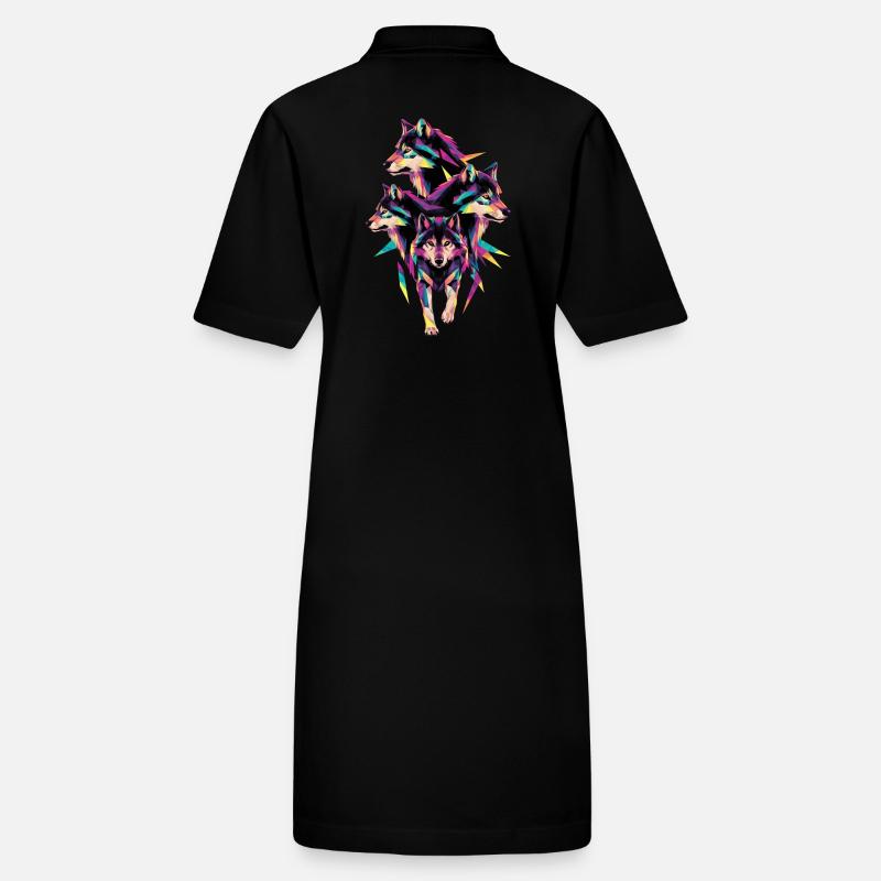 Colorful Wolf Heads Geometric Artwork Stanley/Stella PAIGER Organic Women’s Polo Dress