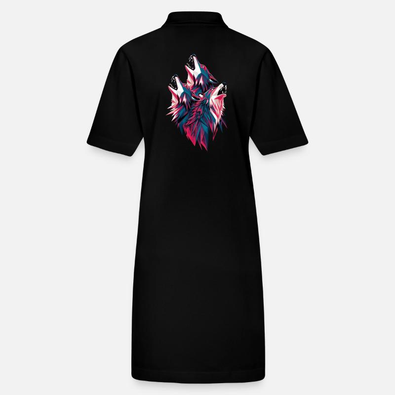 Low poly wolves in pack howling Stanley/Stella PAIGER Organic Women’s Polo Dress