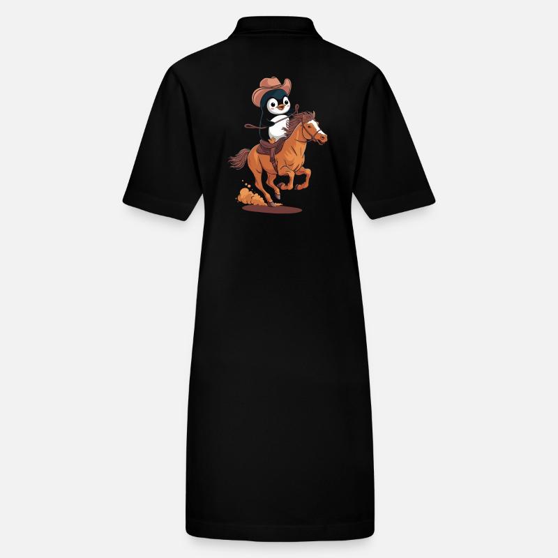 Cowboy Penguin Rides On A Horse Stanley/Stella PAIGER Organic Women’s Polo Dress