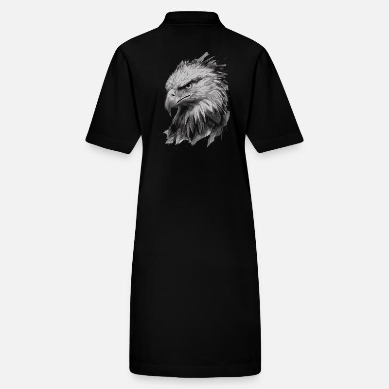 Illustration abstraite de dessin d’animal d’aigle Robe polo bio PAIGER Stanley/Stella Femme